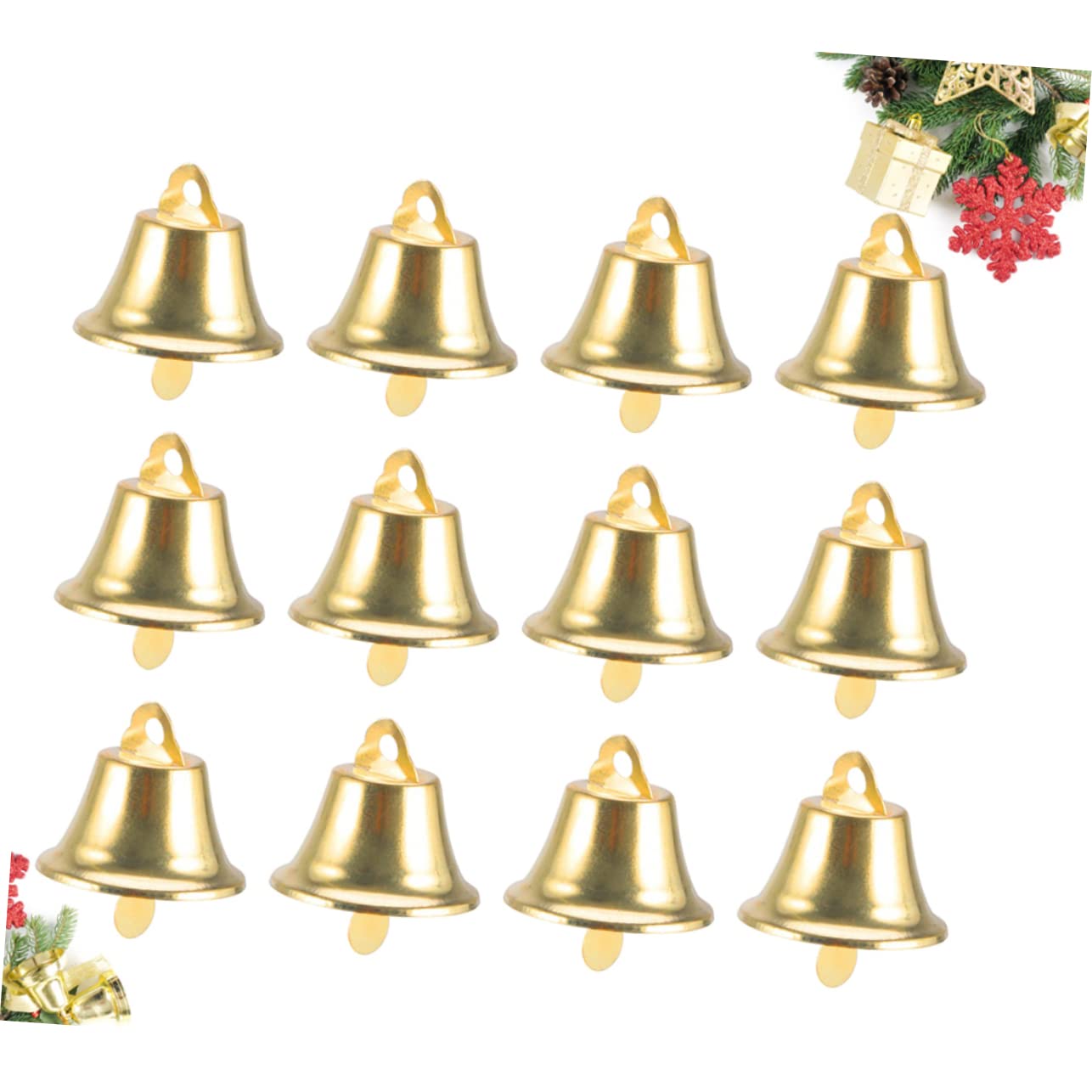 120pezzi Campana di Natale Mini Ciondolo Campana Ornamento DIY Ciondolo per Albero di Natale Dorato