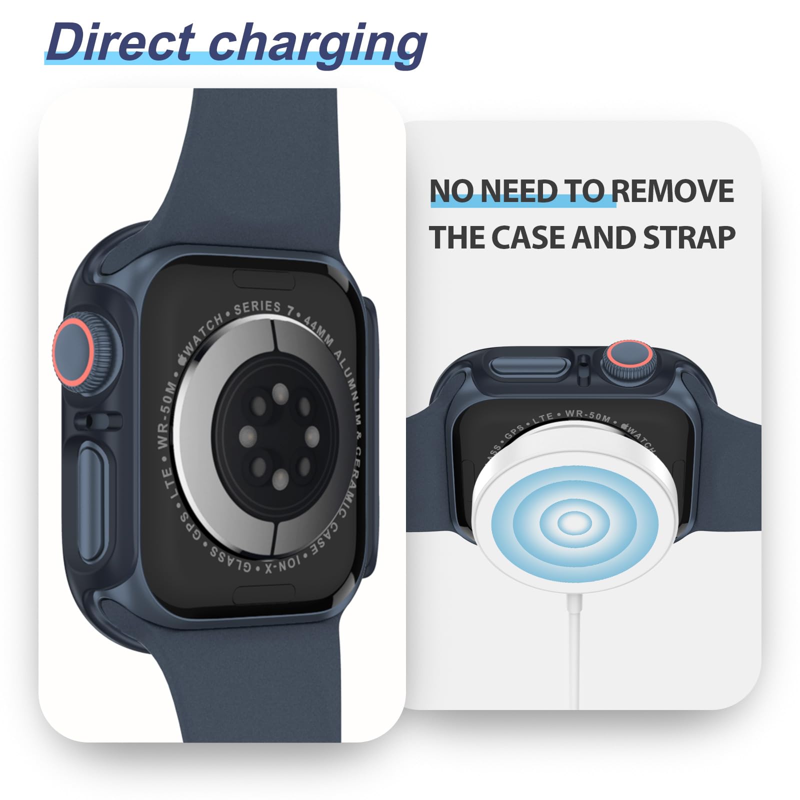 JDBLHM 44mm Case for Apple Watch SE 3(2025)/SE 2/SE/Series 6/5/4 with Tempered Glass Screen Protector,Slim Face Cover and Protective Bumper for iwatch 44 mm,3 Packs - Image 4