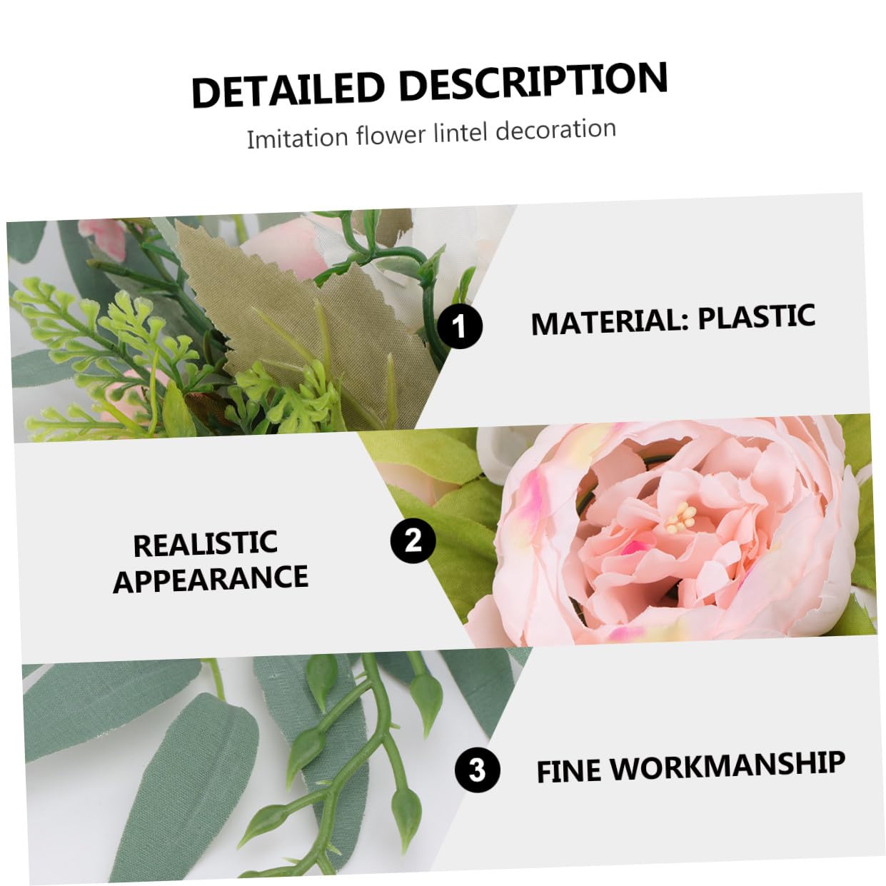 Ghirlanda Artificiale Fiori di Peonia Decorativa in Plastica, Corona Raffinata e Semplice per Decorazioni Primaverili e Matrimoni, Stile Romantico e Naturale