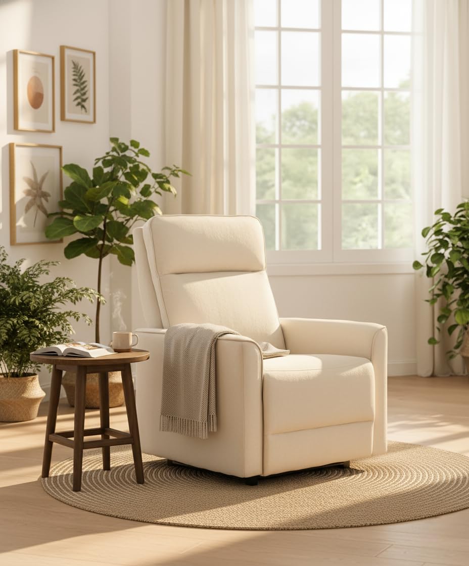 Cribel Poltrona Relax Manuale Carlotta in Tessuto Corda con Levetta Laterale | Schienale Reclinabile e Poggiapiedi Estensibile | Comfort e Design Moderno