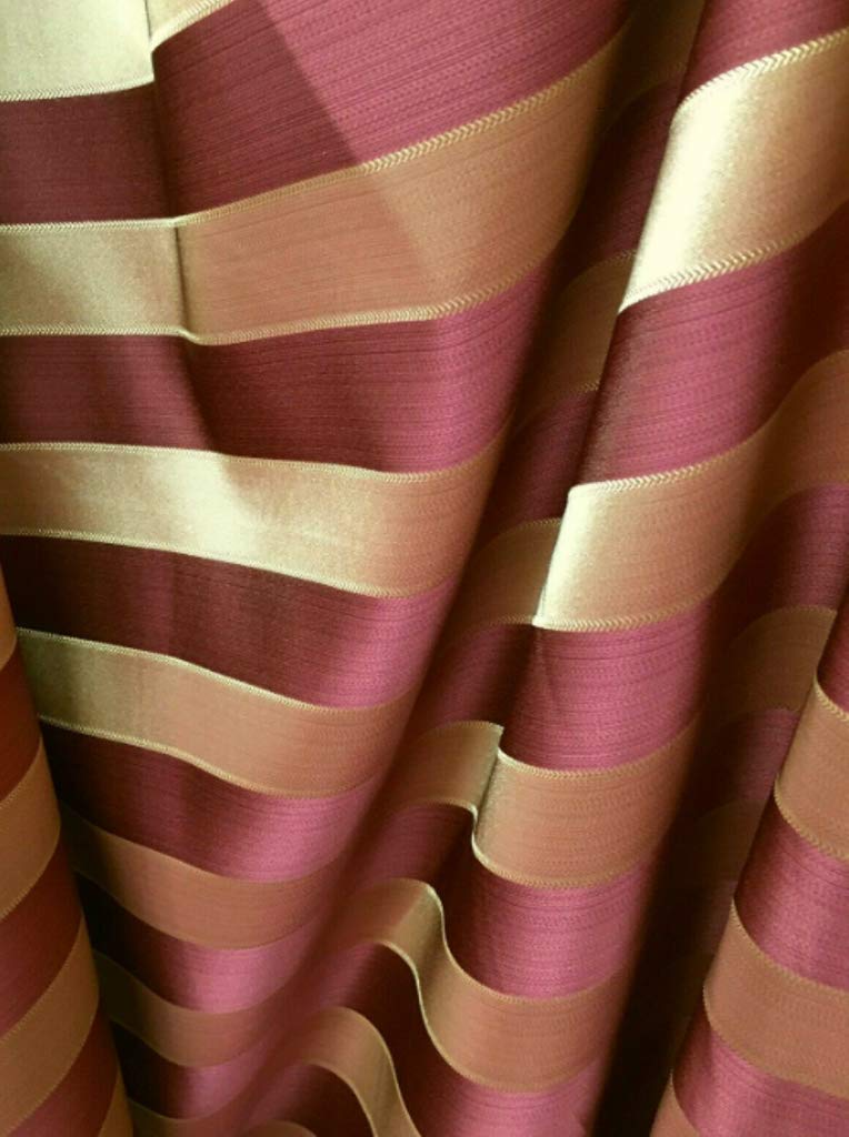 Fabric 110" Upholstery Drapery Brocade Striped Motif Burgundy Gold by The Yard | #AA62DL