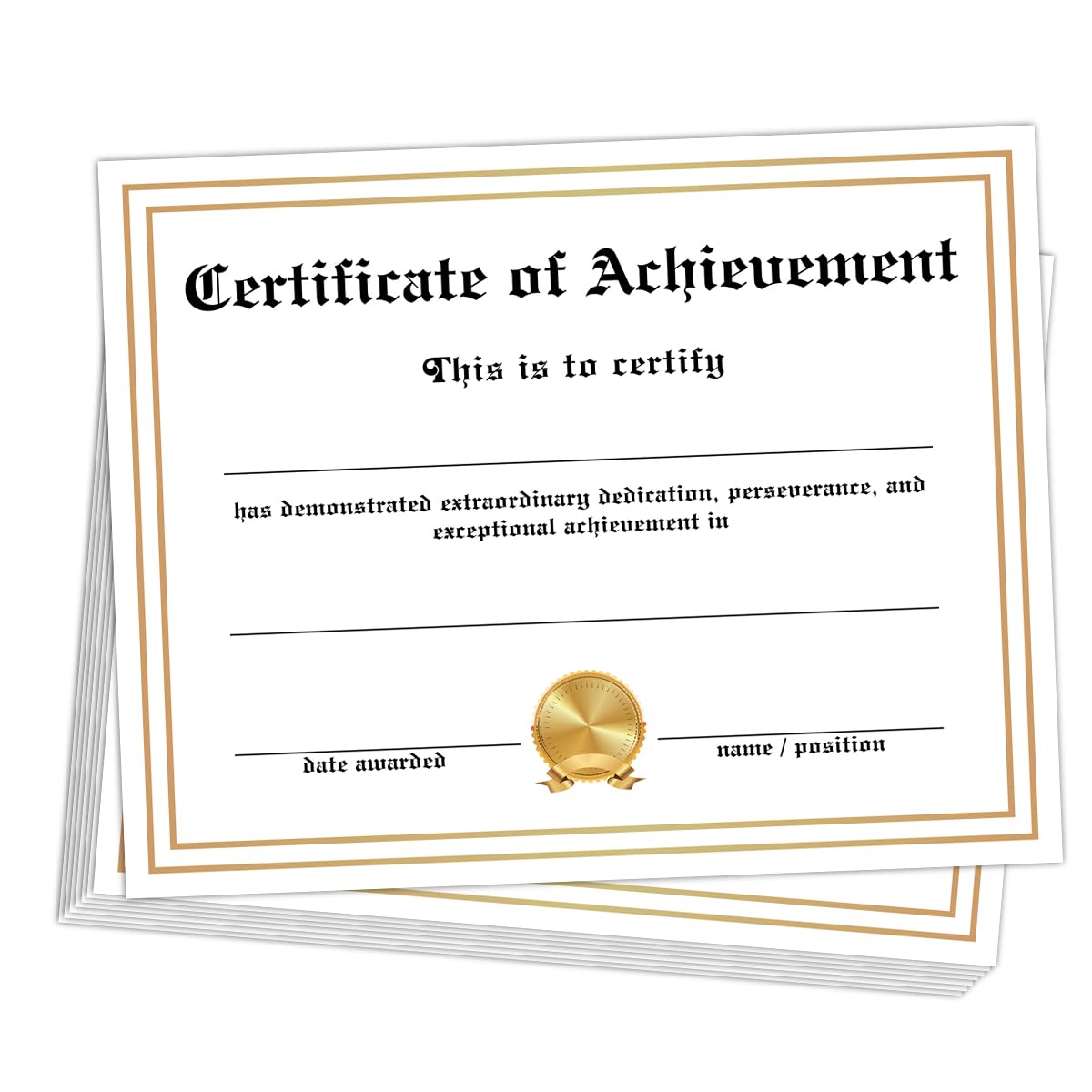 25 PCS Certificate of Achievement Professional, Certificate of Recognition Completion, Award Certificate Paper for School Students Teachers Employees,