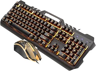 BESTonZON 1セットバックライト付き 線ゲーミングキーボード マウス メタル