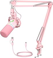 Vista 10 de MAONO Kit de micrófono dinámico XLR/USB, micrófono podcast RGB con software, silencio, perilla de ganancia, control de volumen, brazo de brazo