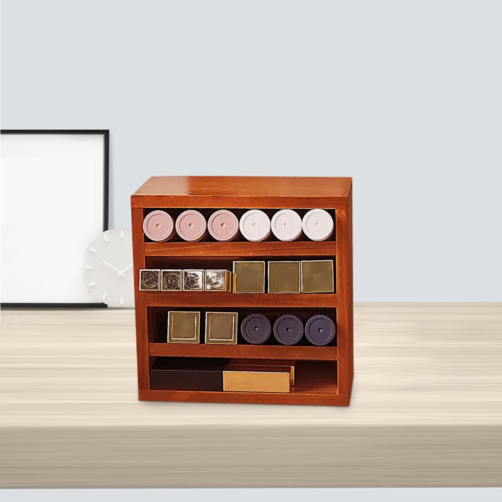 Cabilock Espositore Per Rossetto E Organizer Per Trucco in Legno Da 3 Pezzi Supporto Per Unghie E Porta Rossetto.