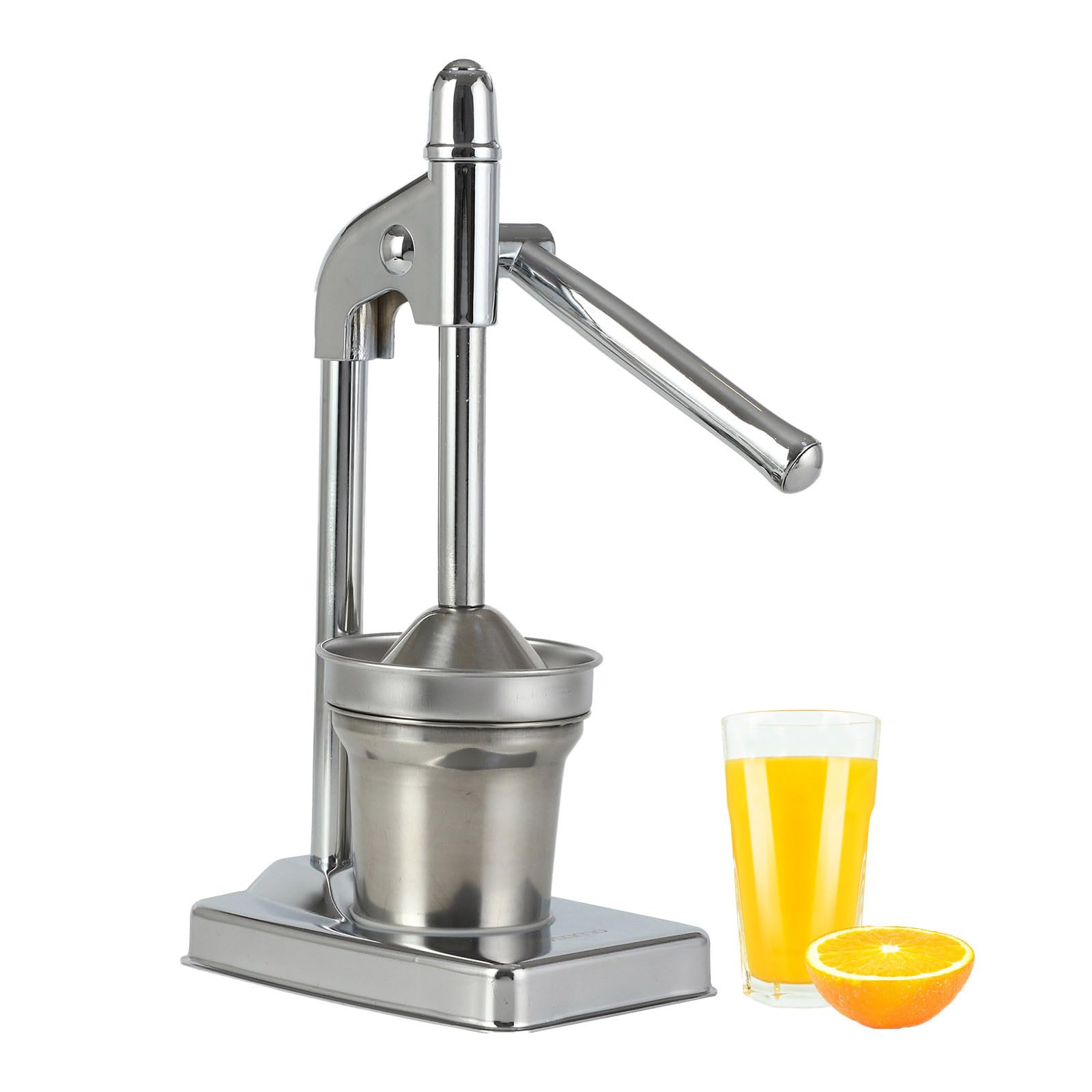 Orangenpresse Edelstahl Manuell, Saftpresse für Limetten & Grapefruit, Profi Zitruspresse mit Hebel, Stabiler Entsafter für Küche & Bar, Entsafter Manuell (Silver)