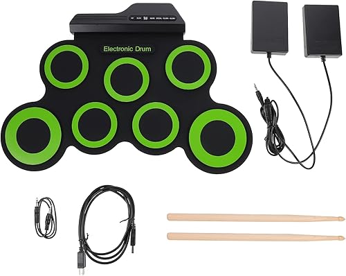 Generic 1 juego de batería electrónica portátil recargable por USB, batería eléctrica midi, almohadillas de práctica de tambor enrollables con