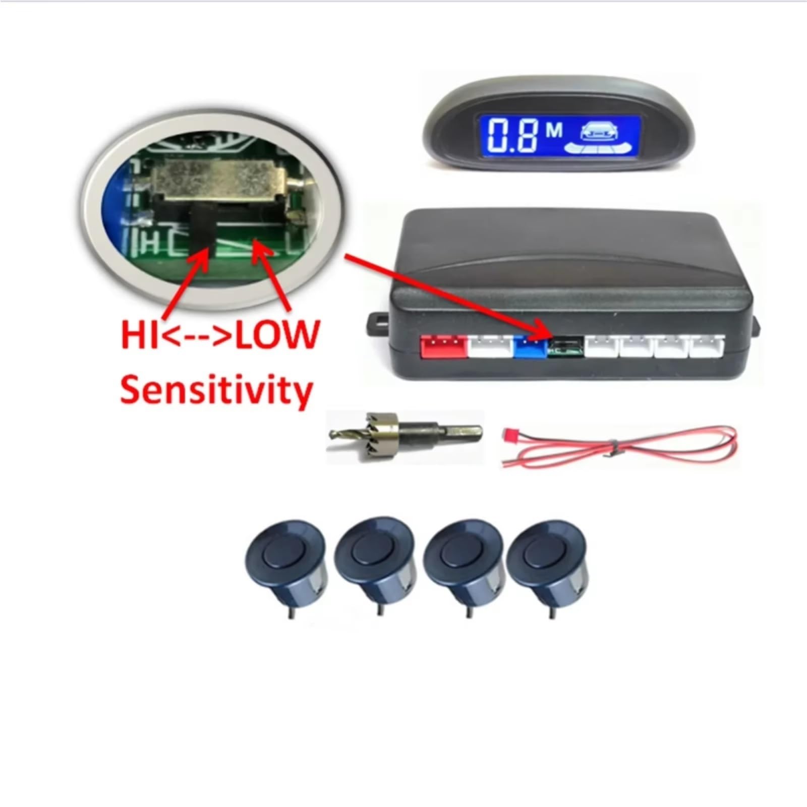 Sensori Parcheggio Per Auto Display LCD Radar Di Retromarcia Radar Di Retromarcia Avviso Sonoro Con 4 Sensori Sensibilità Regolabile Allarmi Acustici Sensore Retromarcia