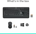 Logitech MK540 Advanced Wireless Keyboard and Mouse Combo for Windows, 2.4 GHz Unifying USB-Receiver, Multimedia Hotkeys, 3-Year Battery Life, for PC, Laptop