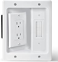 Zyghjort Recessed TV Outlet Box - Dual In-Wall Power Cable Management Kit for Wall-Mounted TVs, Home Theater Wire Hider