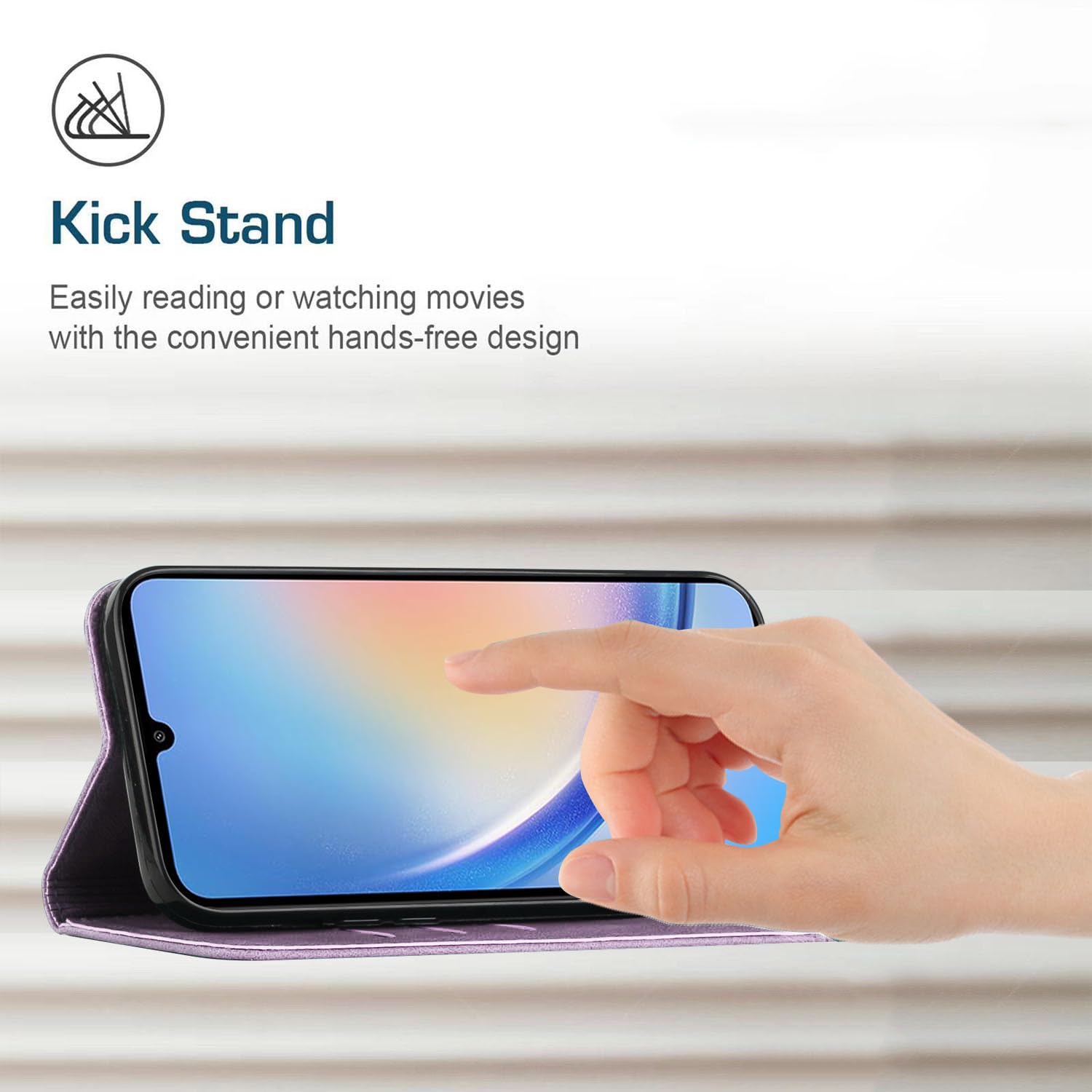 Etui na telefon komórkowy Samsung Galaxy A35 ze skóry PU, portfel, etui ochronne Samsung Galaxy A35, etui z funkcją stojaka, magnetyczne, z klapką, fioletowe