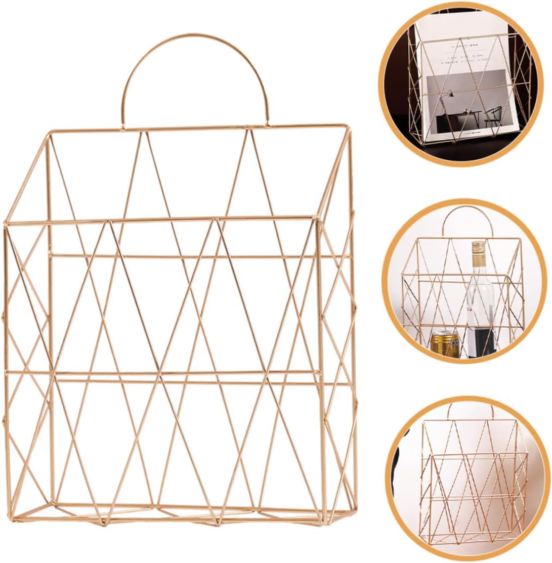 Xmas Golden Iron Wire Storage Basket with Handles for Home Organization image 2