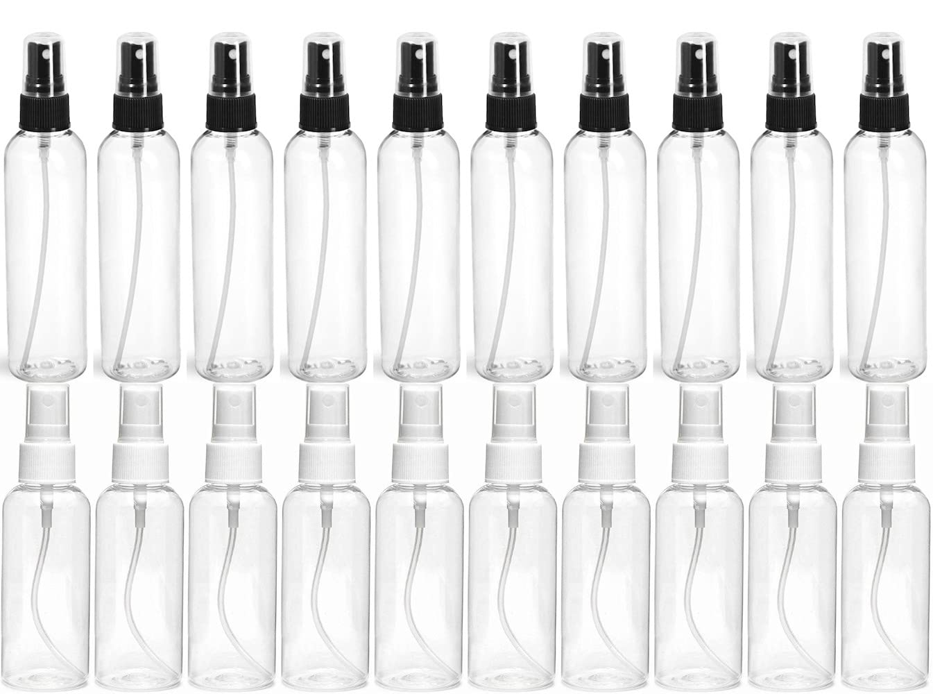 20 pcs Spray Bottles,Travel Fine Mist Spray, Clear Refillable Plastic Small Bottle 50ml For Hand Sanitizer,Essential Oil,Cleaning Product,Cosmetic (White and Black)-image-7