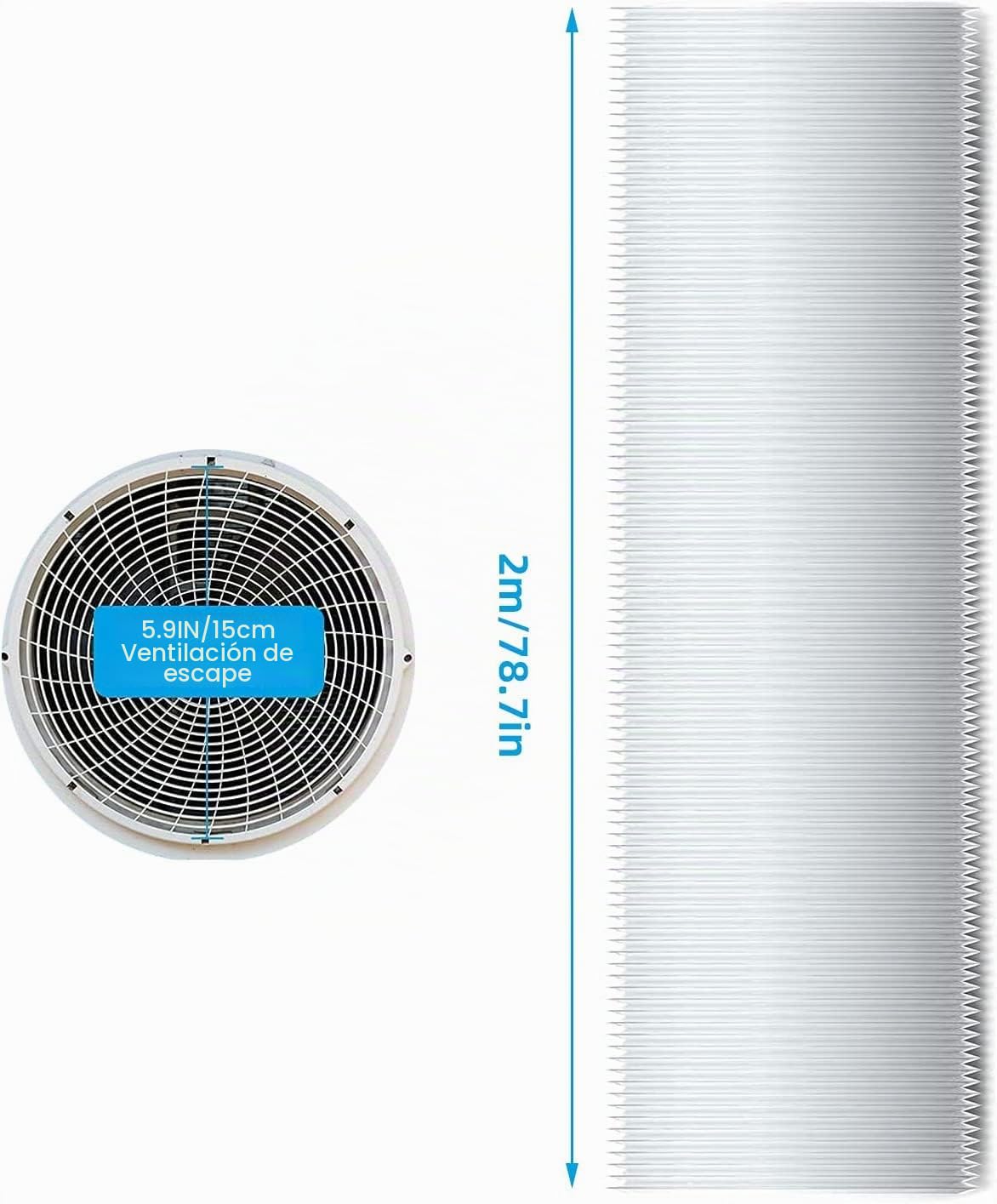 Extensión de manguera de aire acondicionado, manguera de drenaje universal Ø 150 mm, manguera flexible de PVC para aire acondicionado, secadora, campana extractora (200 cm)