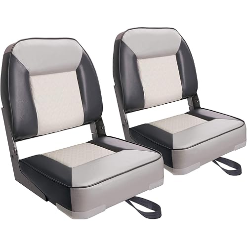 XGEAR Deluxe Low/High Back Boat Seat, Fold-Down Fishing Boat Seat