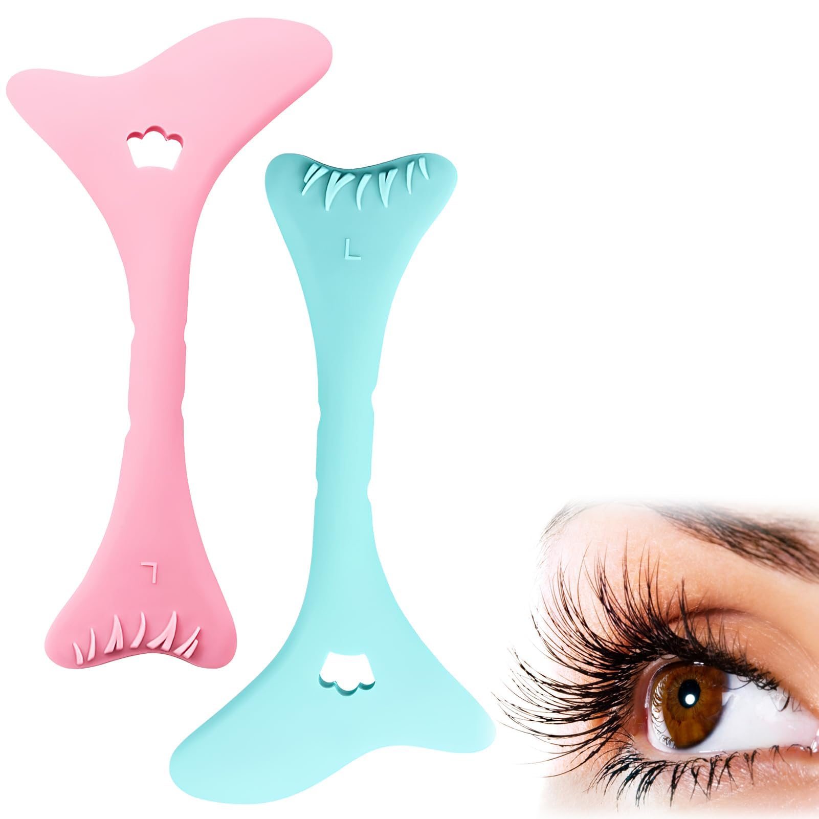 2 Piezas Plantilla Delineador de Ojos,Plantilla Eyeliner y Eyeliner Stamp, Silicona Plantillas Eyeliner Ojos Reutilizables, Plantilla para Eyeliner para Aplicación Rápida de Maquillaje(Rosa y azul)