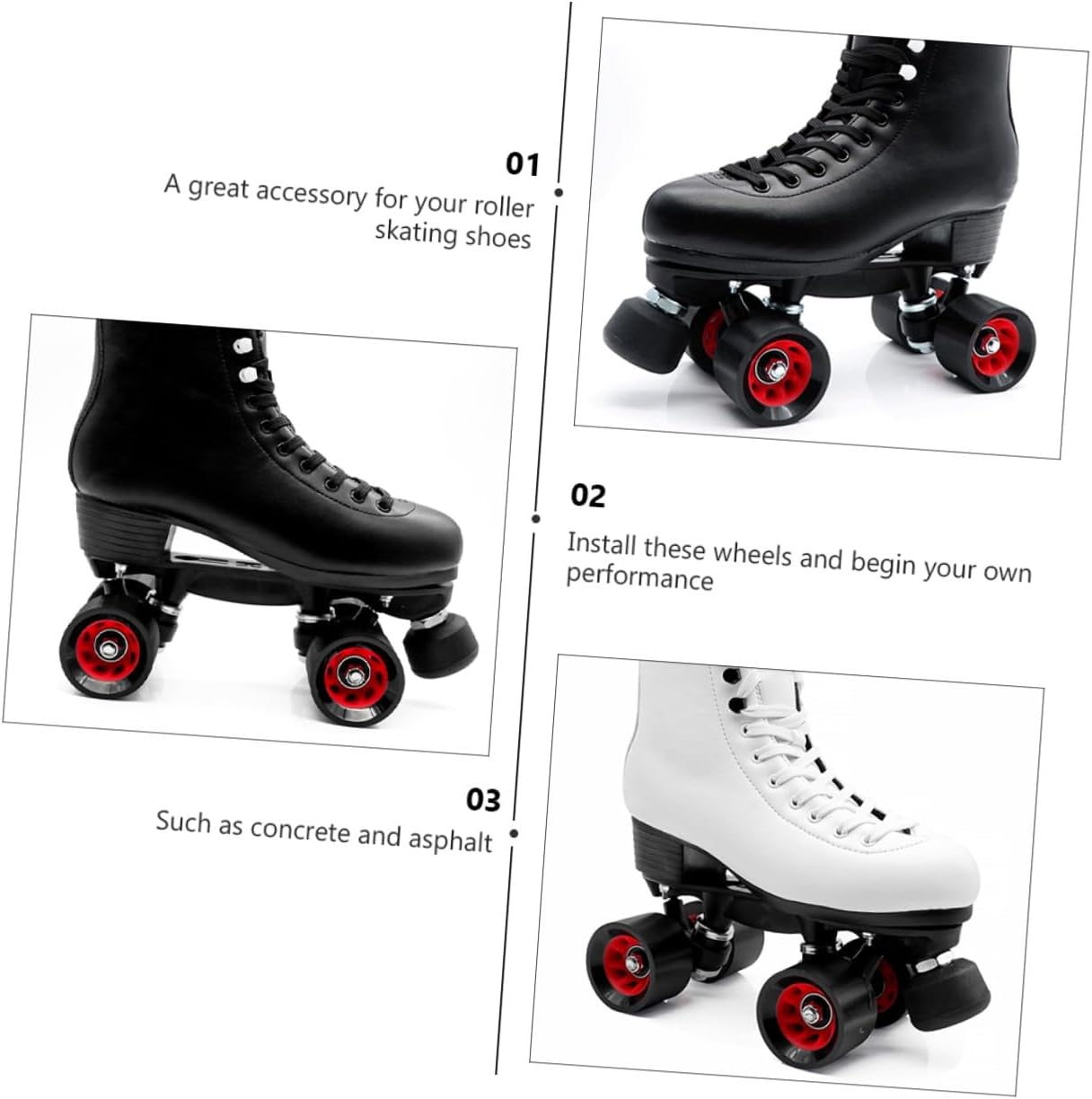 Double Row Roller Skates Wheels 95a Hardness Practical Skating Wheels 8pcs with Wrench Inline Skates Accessories for Outdoor and Indoor Use