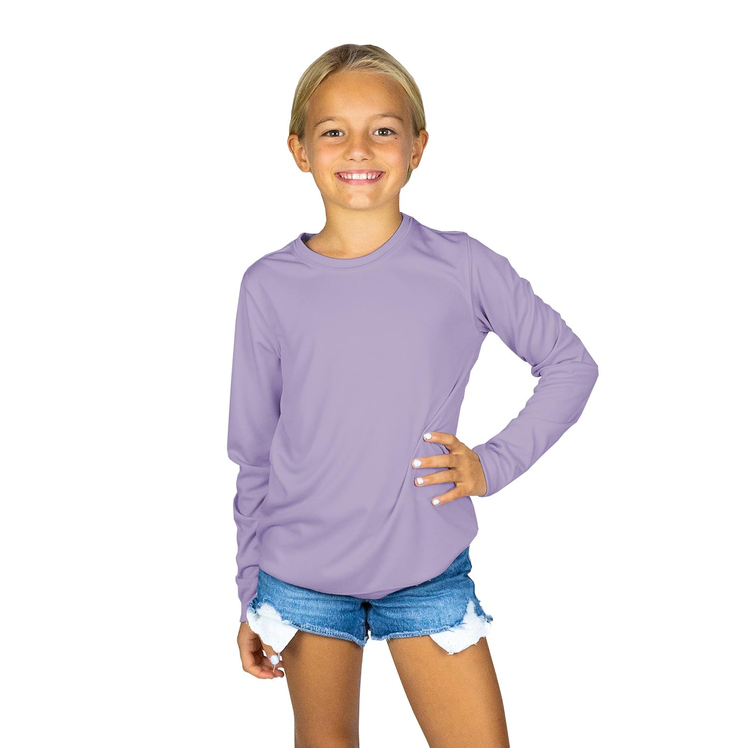 Vapor Apparel Youth UPF 50+ Sun Protection Solar Long Sleeve Shirt, Catmint, Large