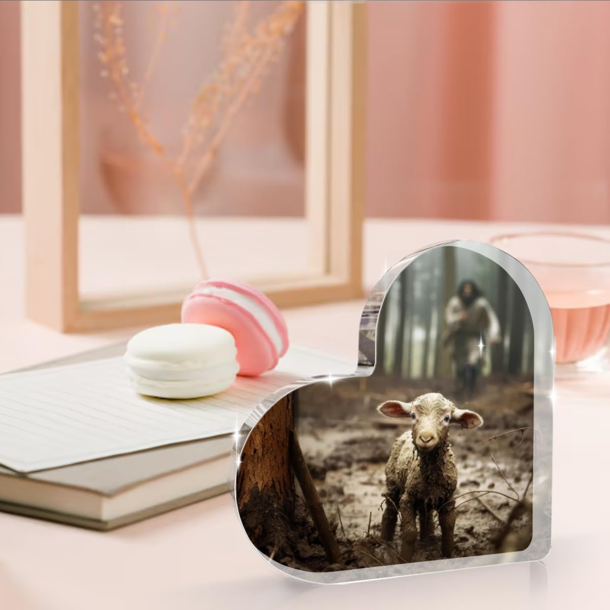 Gifts For Christian Women Men Christian Jesus And Lamb Acrylic Table Decor Spiritual Thank You Gifts For Women Christian Mom,Sister Friends Mother