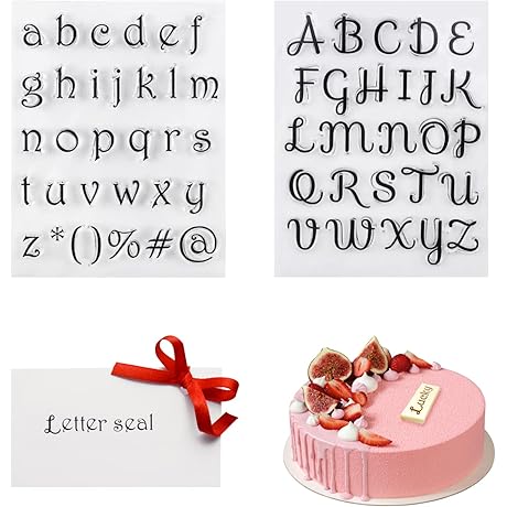 Alphabet Cake Stamp Tool - 2 Pcs Clear Letter Stamps for Craft Card Making