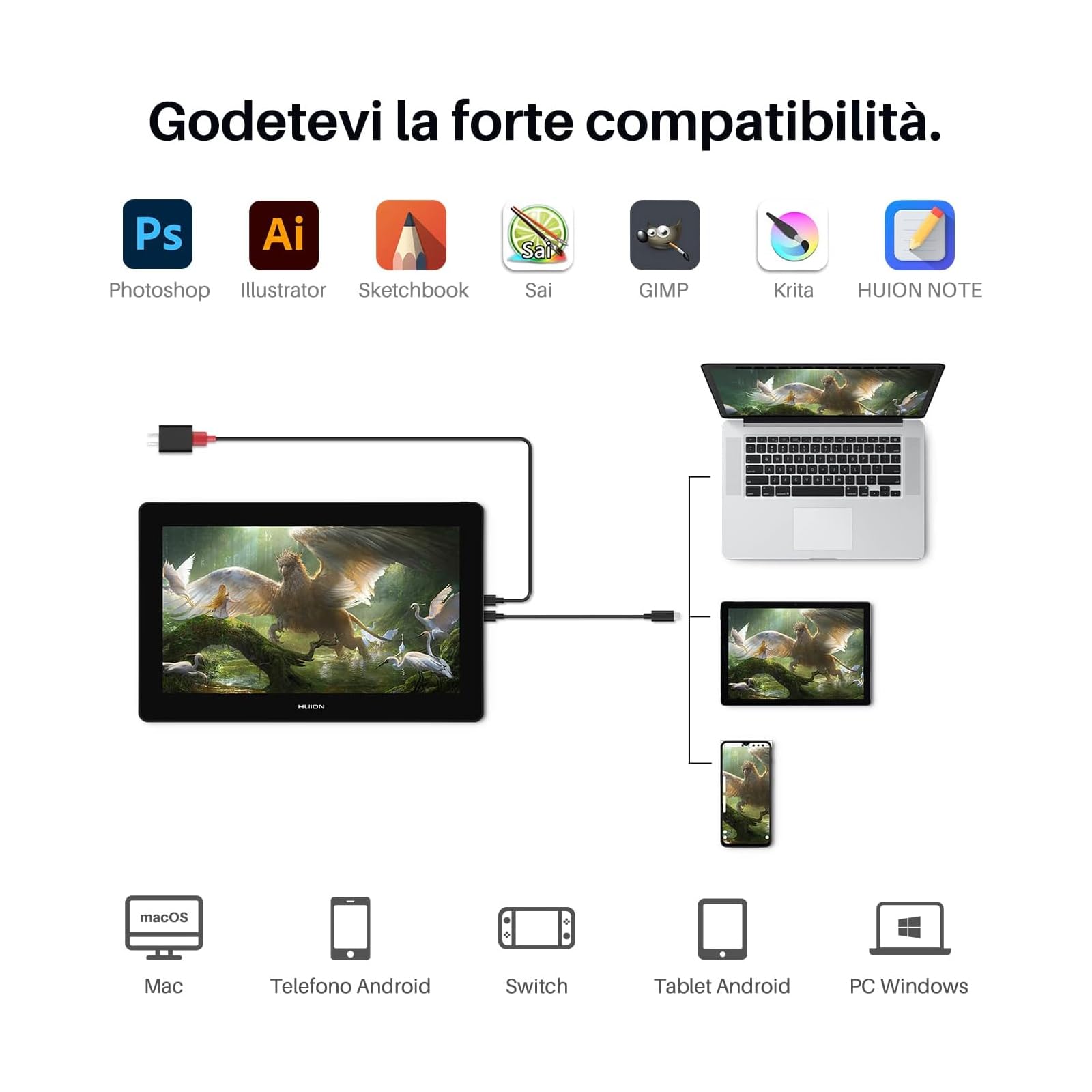 HUION Kamvas Pro 16 4K Tavoletta Grafica con Schermo, 15,6 Pollici Tavoletta Grafica Completamente Laminata Antiriflesso, Funzione di Inclinazione 8192 Stilo Senza Batteria PW517 per PC, Mac, Android