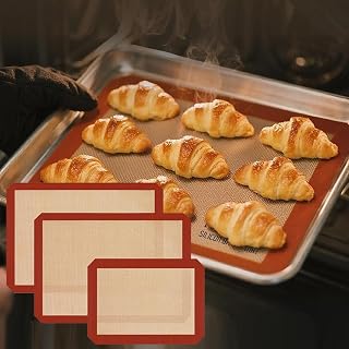 3 Pack Silicone Baking Mats, Reusable Nonstick Baking Pads, Kitchen Oven Liners for Cookie Macaron Bread Cake