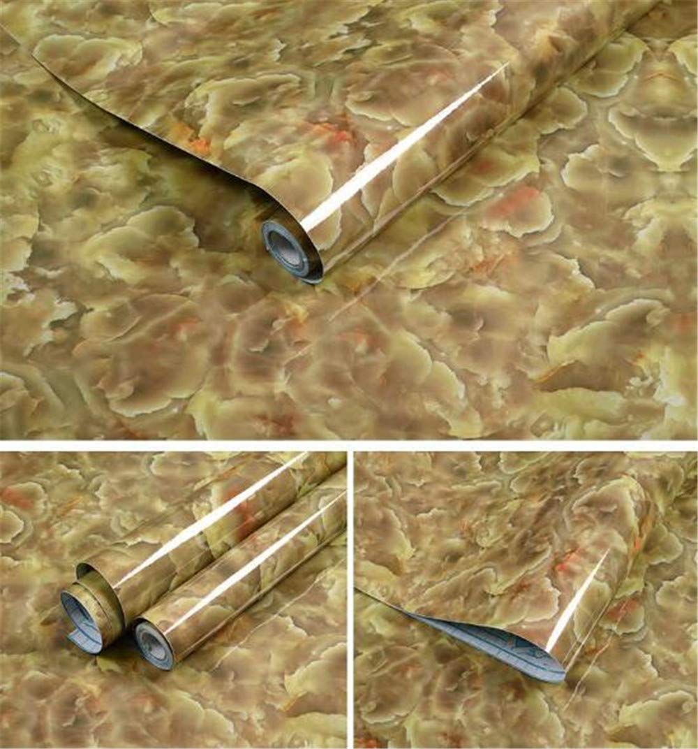 KLZ kliznil Marble Contact Paper Wallpaper Stick and Peel Marble Countertop Contact Paper Decorative Self Adhesive Wall Paper Roll for Kitchen Cabinets, Almirah, Wooden Furniture (Yellow)