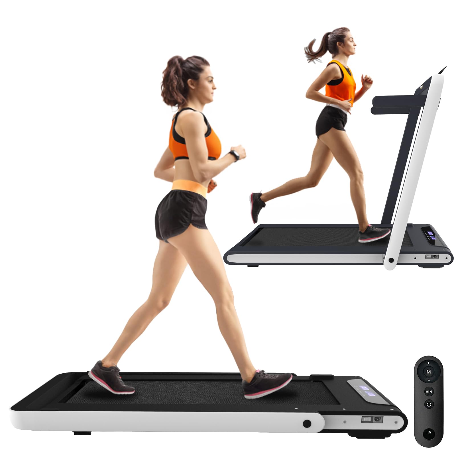 Jayktimo Foldable Under Desk Treadmill with Remote Control for Walking & Jogging, Space Saving Small Treadmill with LCD Display for Home Office, Easy