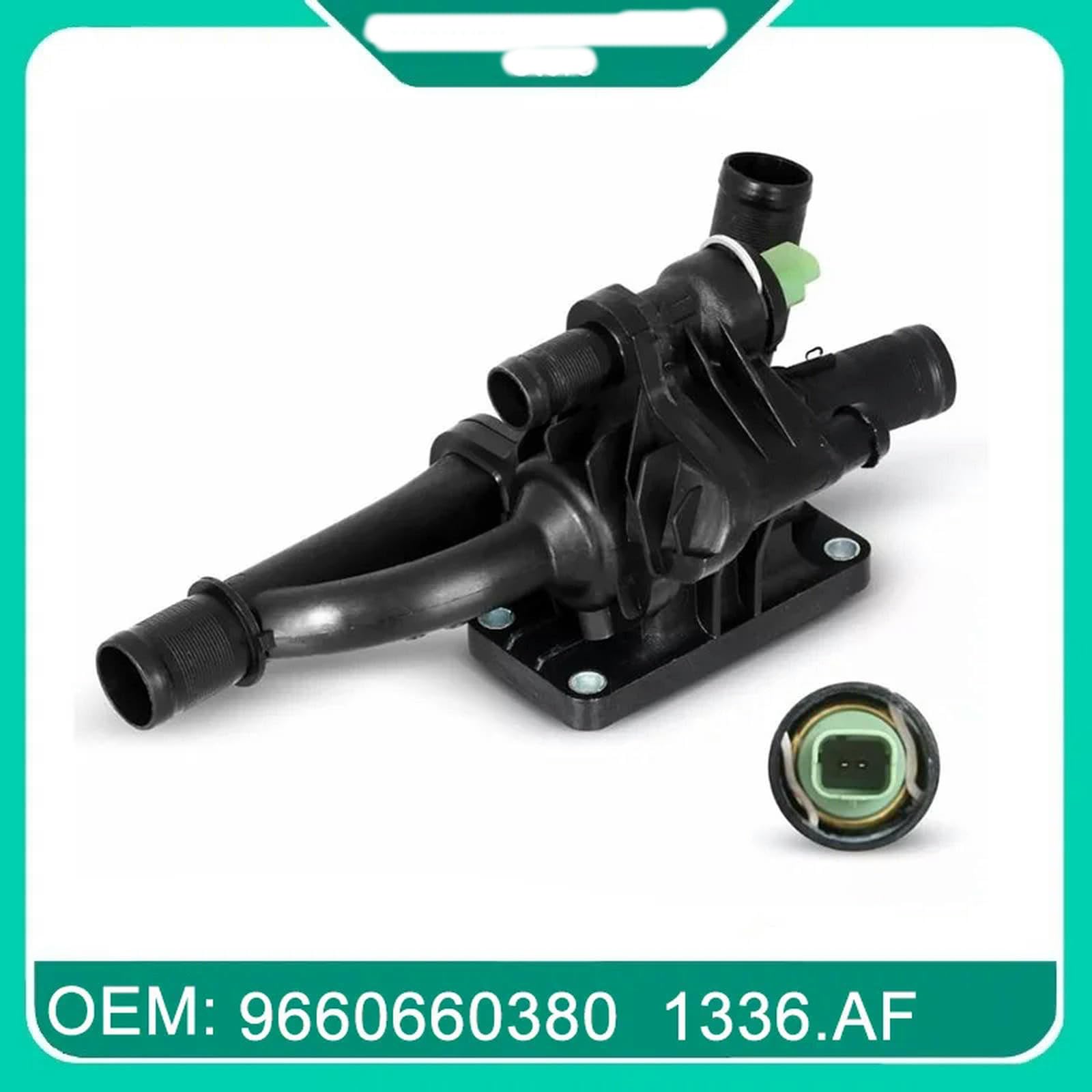 Obudowa termostatu płynu chłodzącego do Peugeot 407 1.6 HDI (2004–2016), numer części 1336.AF 9660660380