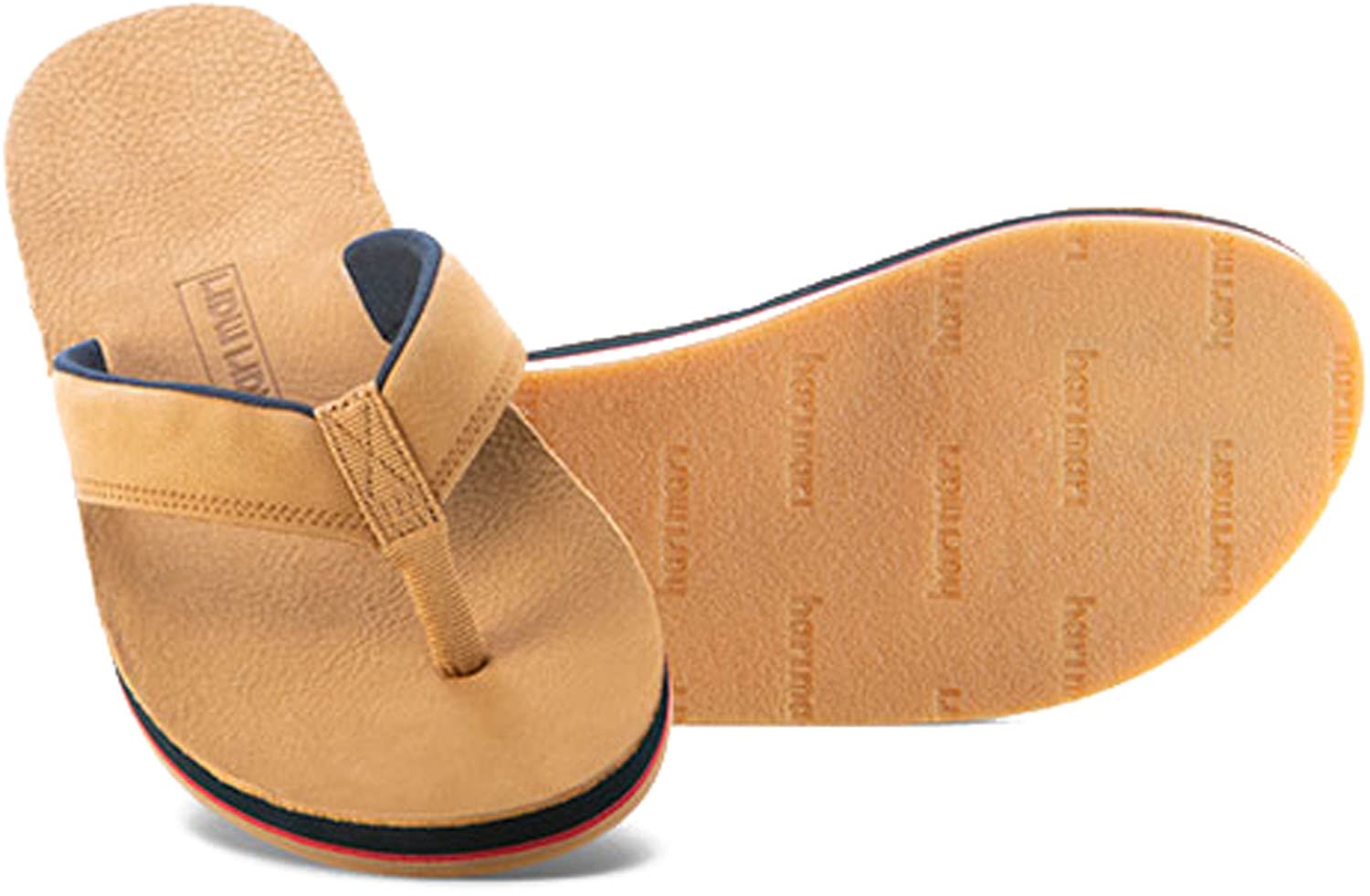 Hari Mari Pier Flip Flops for Men Premium Rubber Sole, Leather Strap with  Memory Foam Water-Resistant Comfortable Beach Sandals