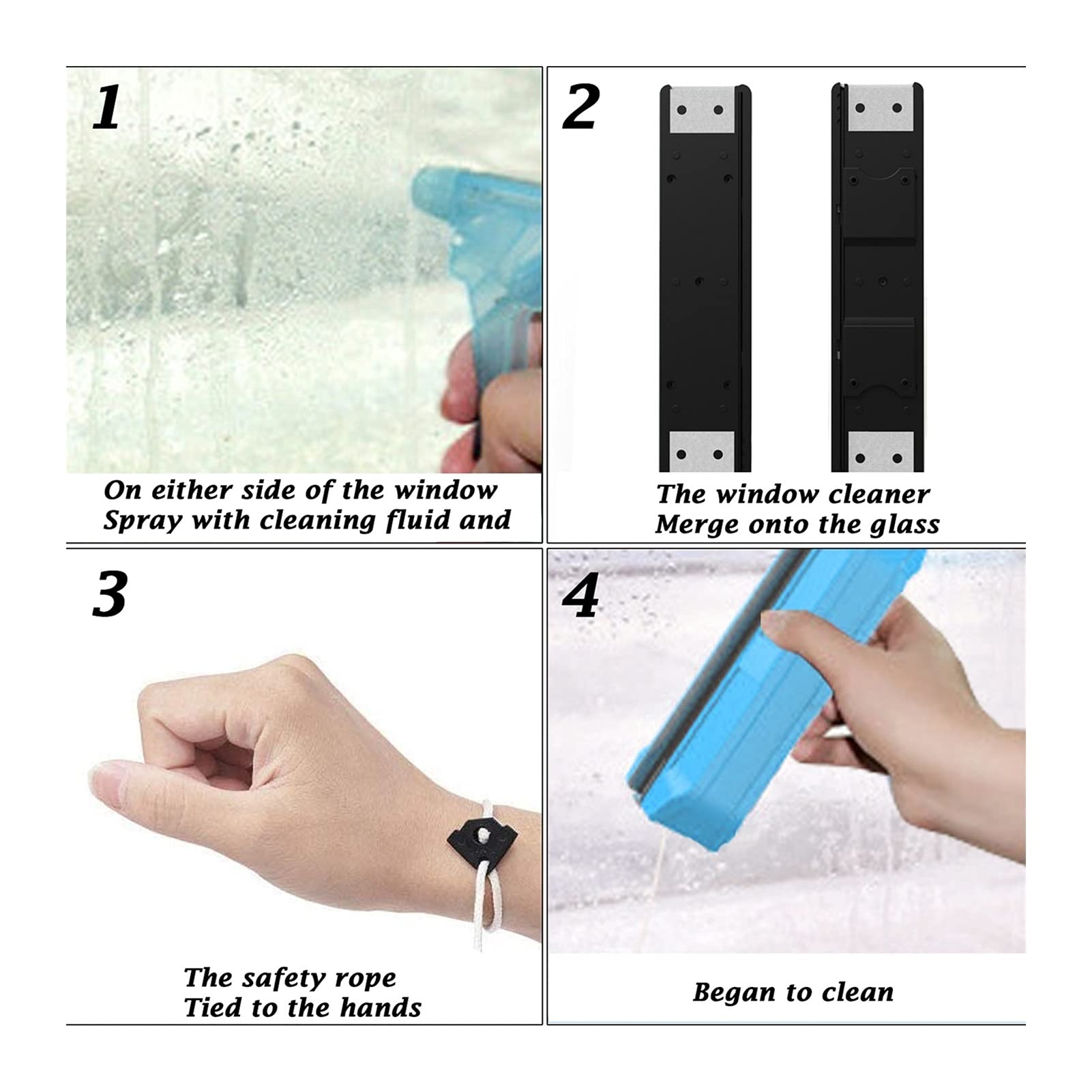 Household Squeegee Double-Sided Glass Window Cleaner with Long Strip Household Cleaning Tools Wiper Useful Surface Brushs Glass Cleaner Multi-Purpose (Color : Double 15 26mm Rot)