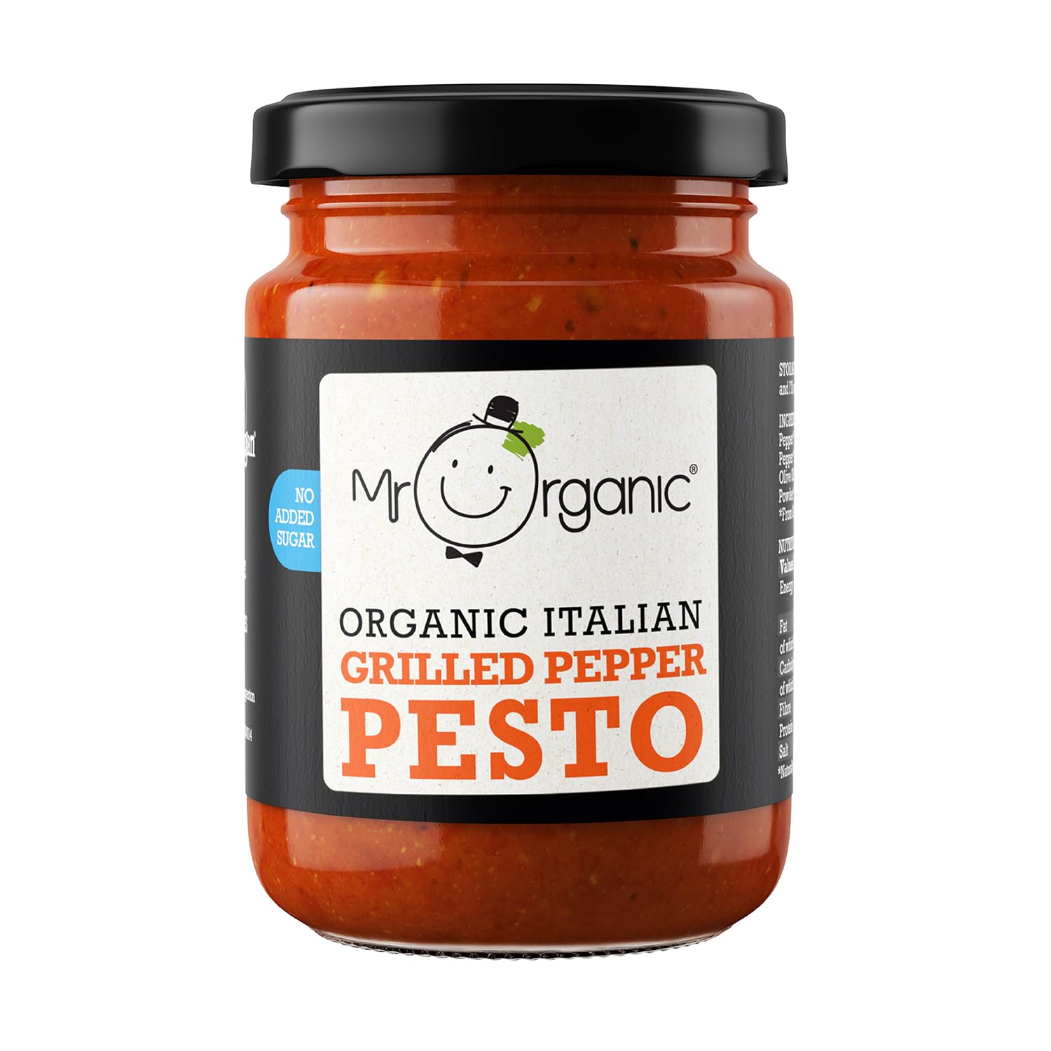 Mr Organic - Pack of 6 - Organic NAS Grilled Pepper Pesto 130g - Non GMO & Preservative Free - Gluten Free & Vegan - No Added Sugar