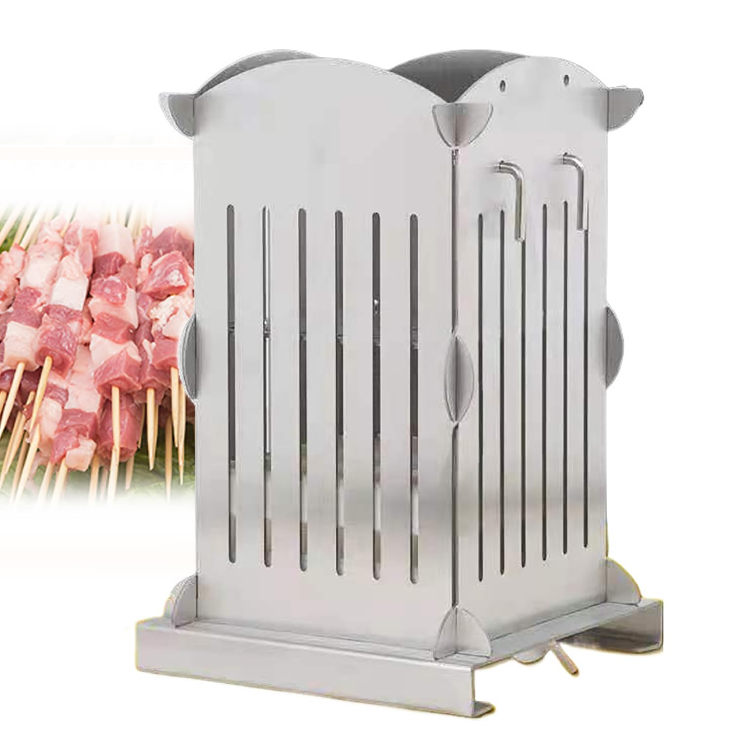 Scatola per kebab in acciaio inox, lunghezza regolabile, facile da pulire, ideale per ristorante, cucina, barbecue e campeggio, perfetta per gli appassionati di grigliate