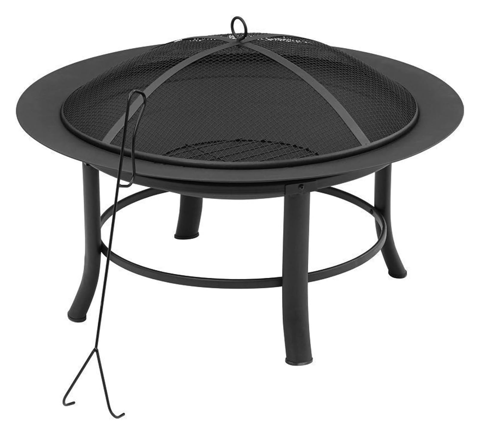 Foyer sans fumée pour brûler en plein air, tonneau de combustion avec vasque, couvercle en maille, filet inférieur et râteau pour l'élimination des déchets et chauffage d'hiver