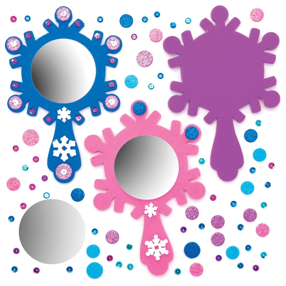 Baker Ross Snow Princess Mirror Kits, Arts and Crafts for Kids (Pack of 4)