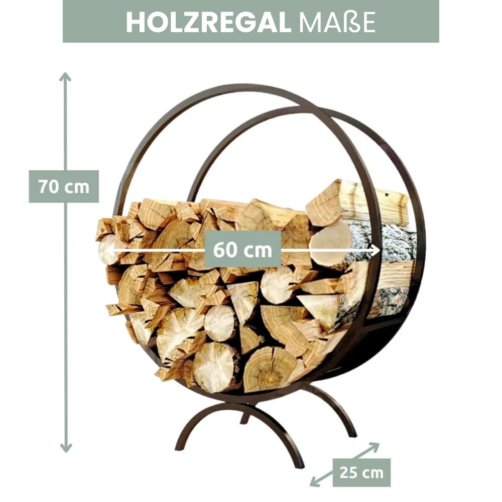 DELUKE Brennholzregal innen Metall FUSI | Rund, Schwarz | Kaminholzständer Feuerholzregal Kaminholzhalter Holzständer Holzhalter innen Holzlager