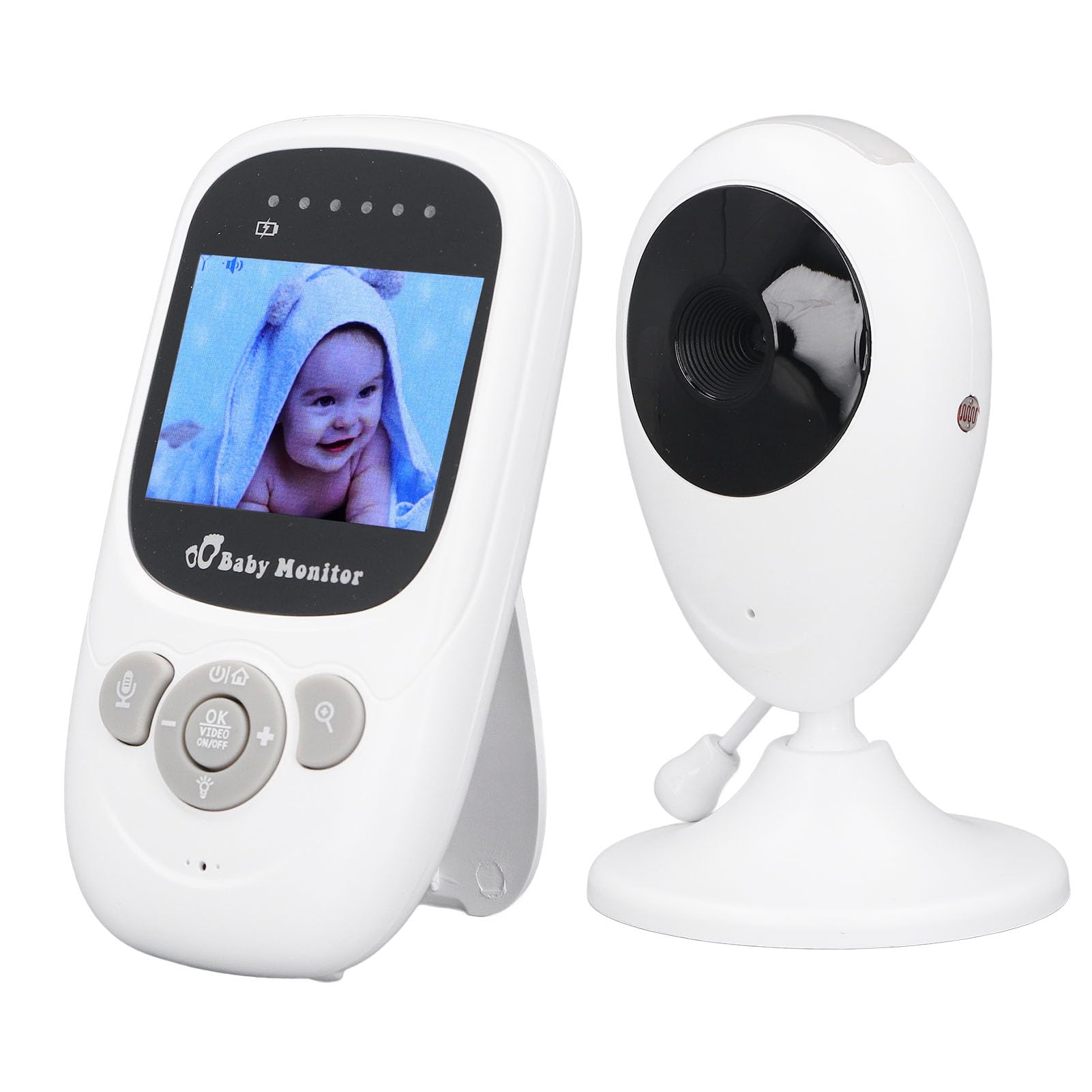 Tbest Moniteur de bébé avec Appareil Photo et Audio à 2 Voies Construit dans la Surveillance de la Température Musicale .4 Pouces D'écran LCD Nuit Infrarouge sans Fil (Prise UE)