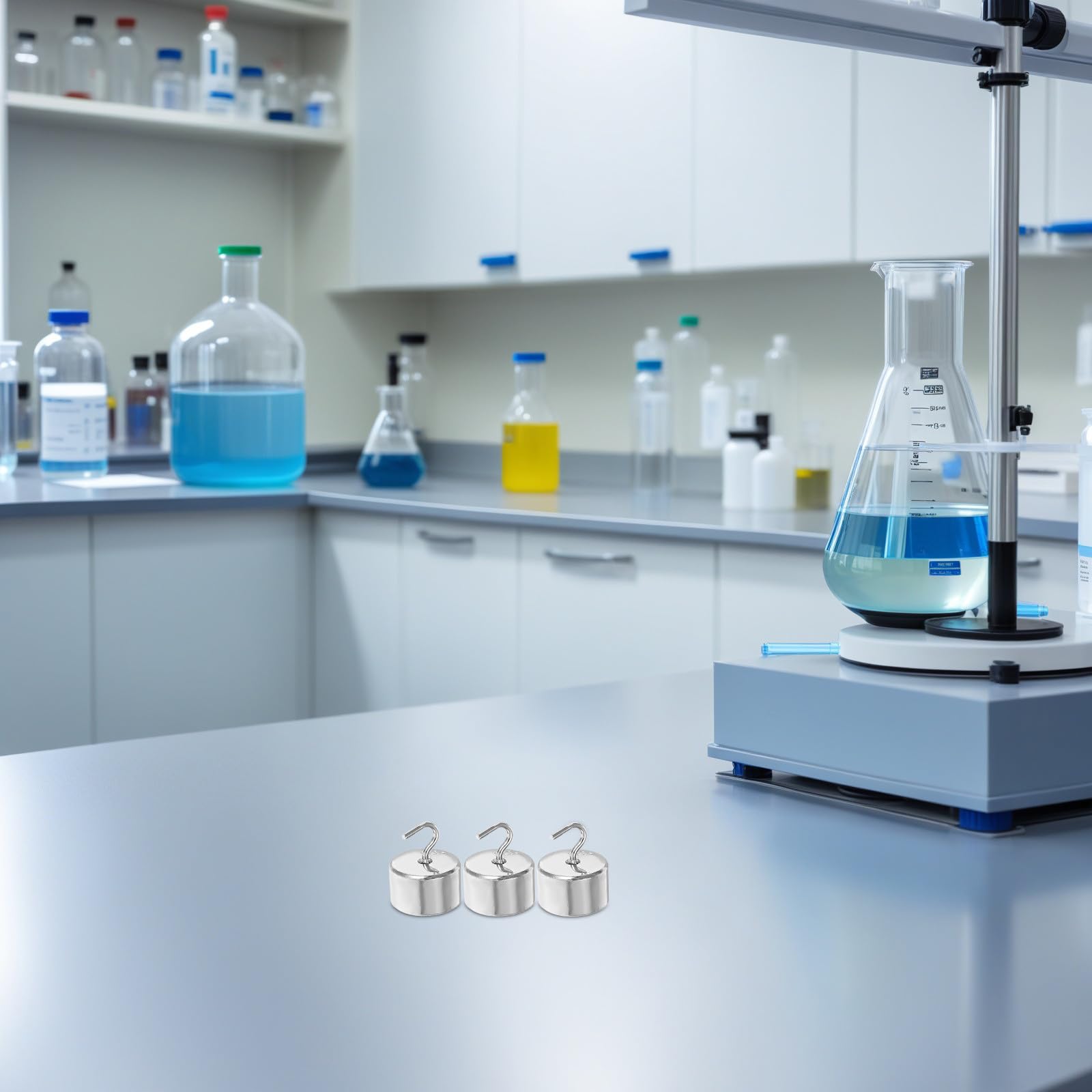 SHINEOFI Set di Pesi da Laboratorio Gancio 50 Pezzi 20 G Ciascuno in Ferro Cromato per Esperimenti di Fisica, Materiale Didattico per Laboratori Scientifici e Attività Educative