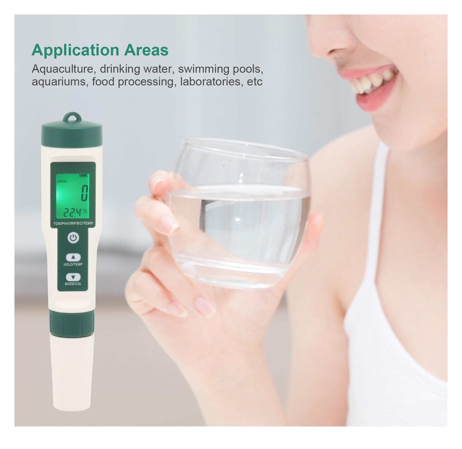 10-in-1 PH/TDS/EC/SALZ/TEMP/SG/ORP/H2/Fruchtbarkeit/Widerstandsfähigkeit Wasserqualitätsmonitortester for Pools, Trinkwasser, Aquarien