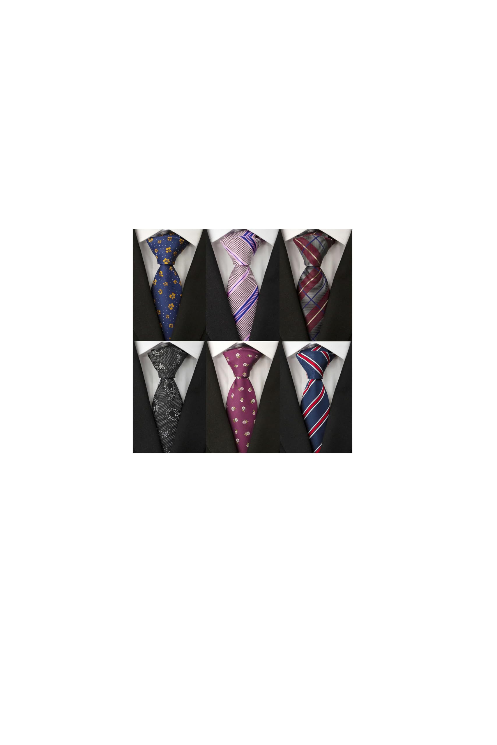 Men's Necktie Classic Silk Tie Woven Jacquard Neck Ties 6 PCS