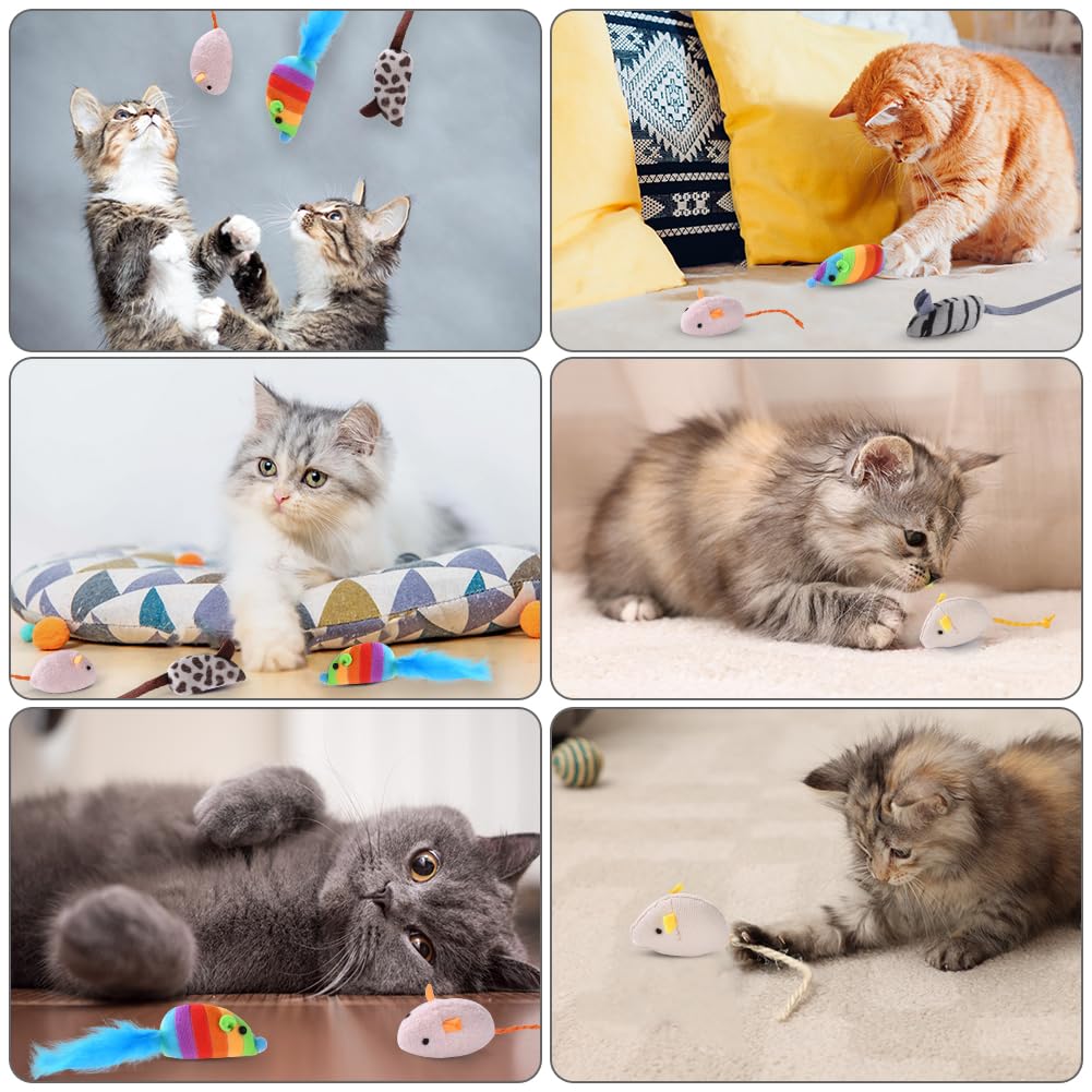 Adiwo Set di 9 Giocattolo per Gatti con Erba Gatta, Giocattolo Cuscini per Gatti, Gatto Mouse Giocattoli, Carini Peluche a Forma di Topo, Giocattoli di Erba Gatta per Coccolare, Giocare e Dental Care