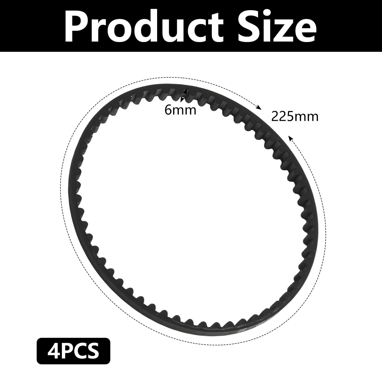 GVSS 4 gumowe pasy rozrządu 225 x 6 mm, HTD 225-3M-6, synchroniczne paski napędowe do kół pasowych, kompatybilne z drukarkami 3D i zastosowaniami przemysłowymi