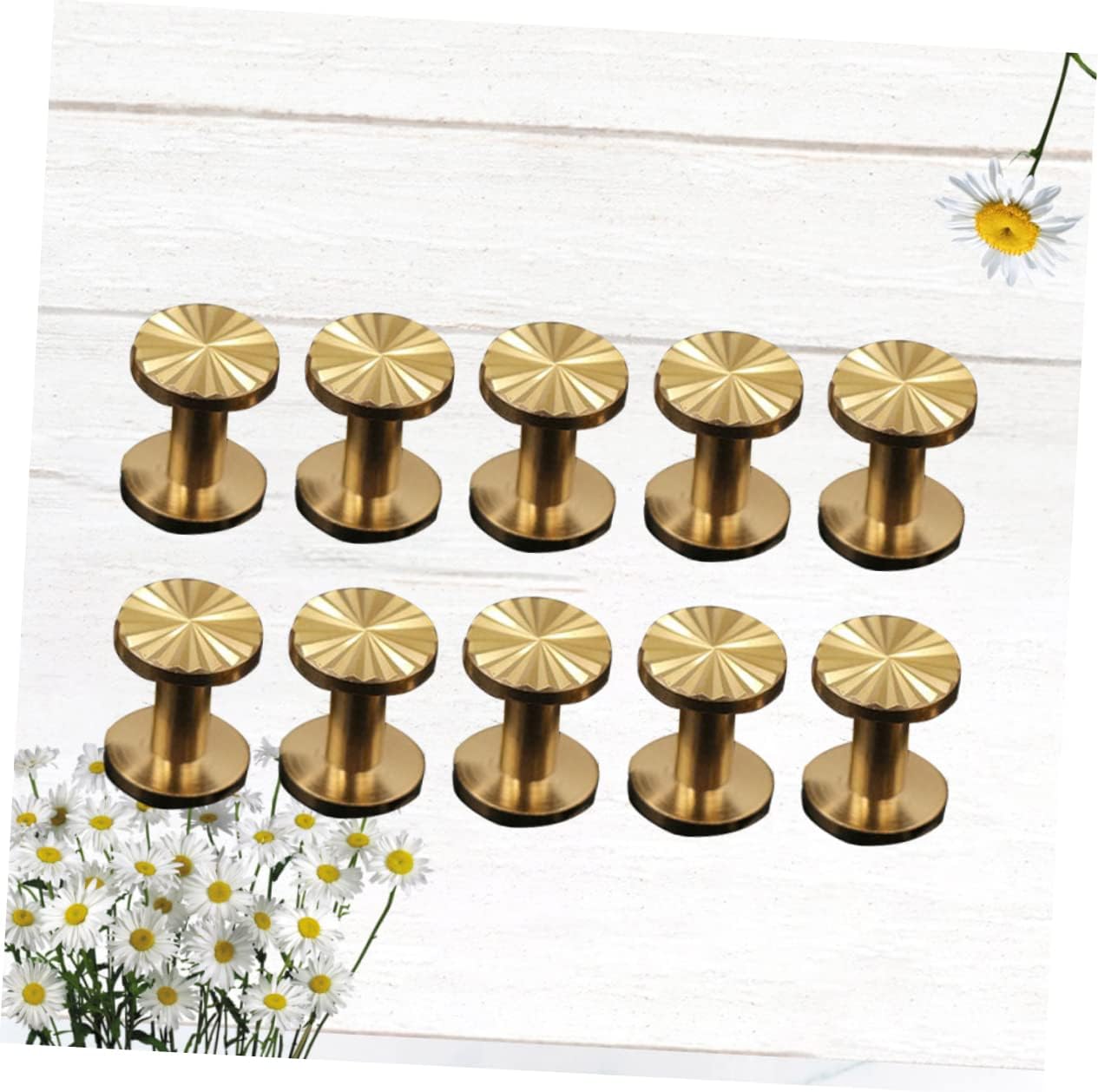 10pcs Brass Sunflower Screw Rivets for Leathercraft Belt Harness