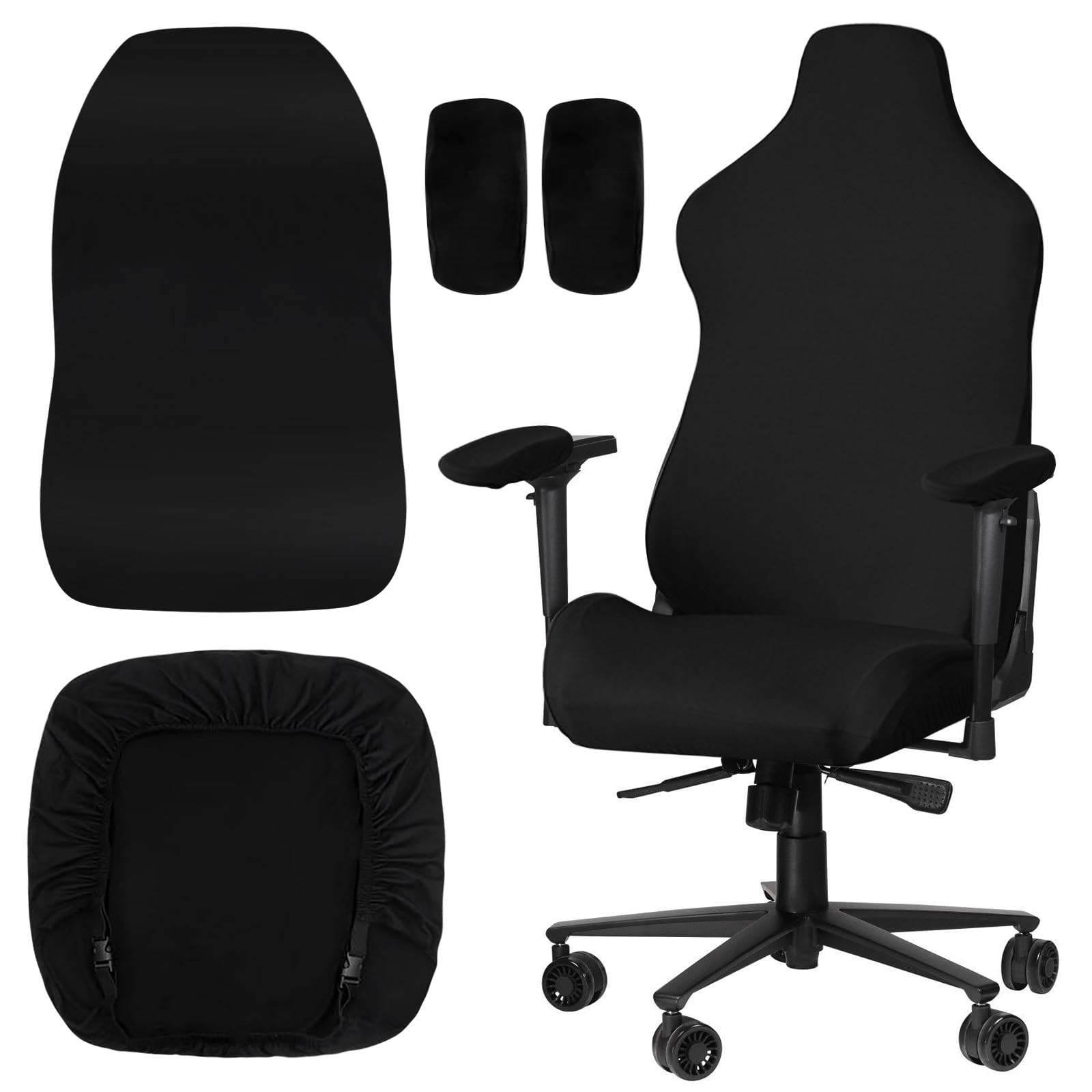 Funda para Silla de Juego, 4PCS Funda Silla Oficina, Removible Funda Silla Gaming, Lavable, para Oficina, Juegos, de Ordenador