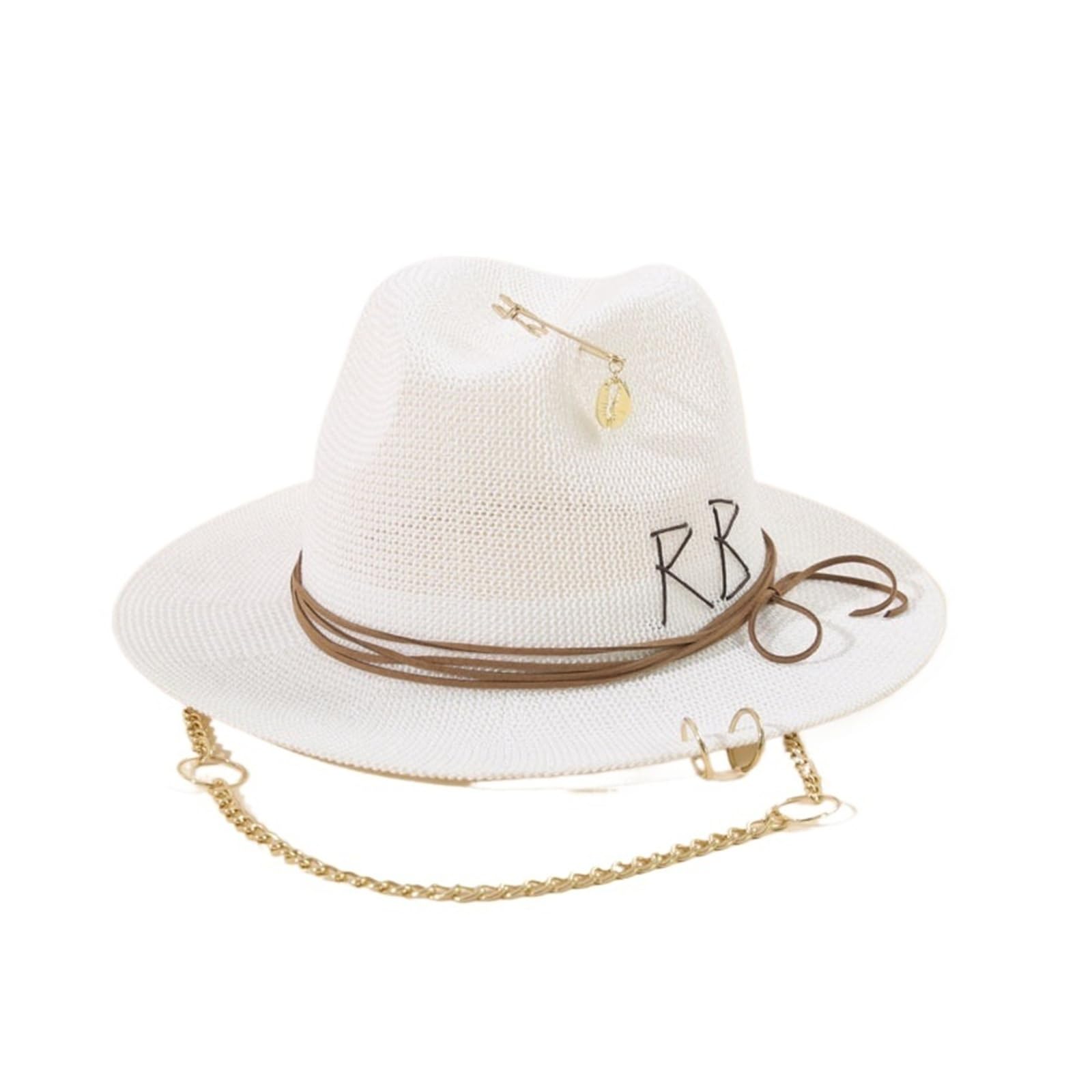 Cappello di Paglia con Logo Ricamato con Guscio in Metallo, Cappello da Sole in Stile Spagnolo per Spiaggia, Vacanze e Protezione Solare