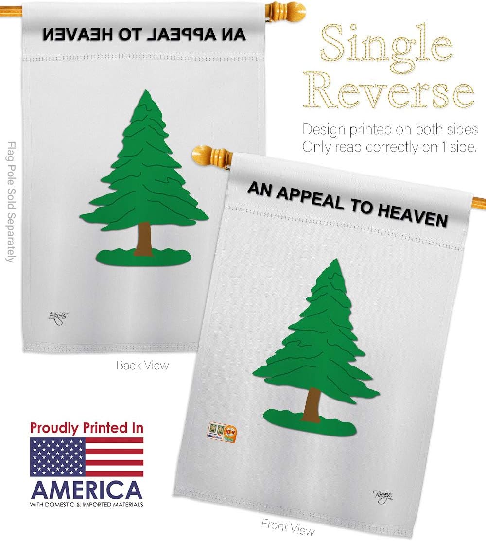 Pine Tree Garden House Flags Kit Americana US Historic July Memorial Veteran Independence United State American Small Decorative Gift Yard Banner Made In USA 28 X 40