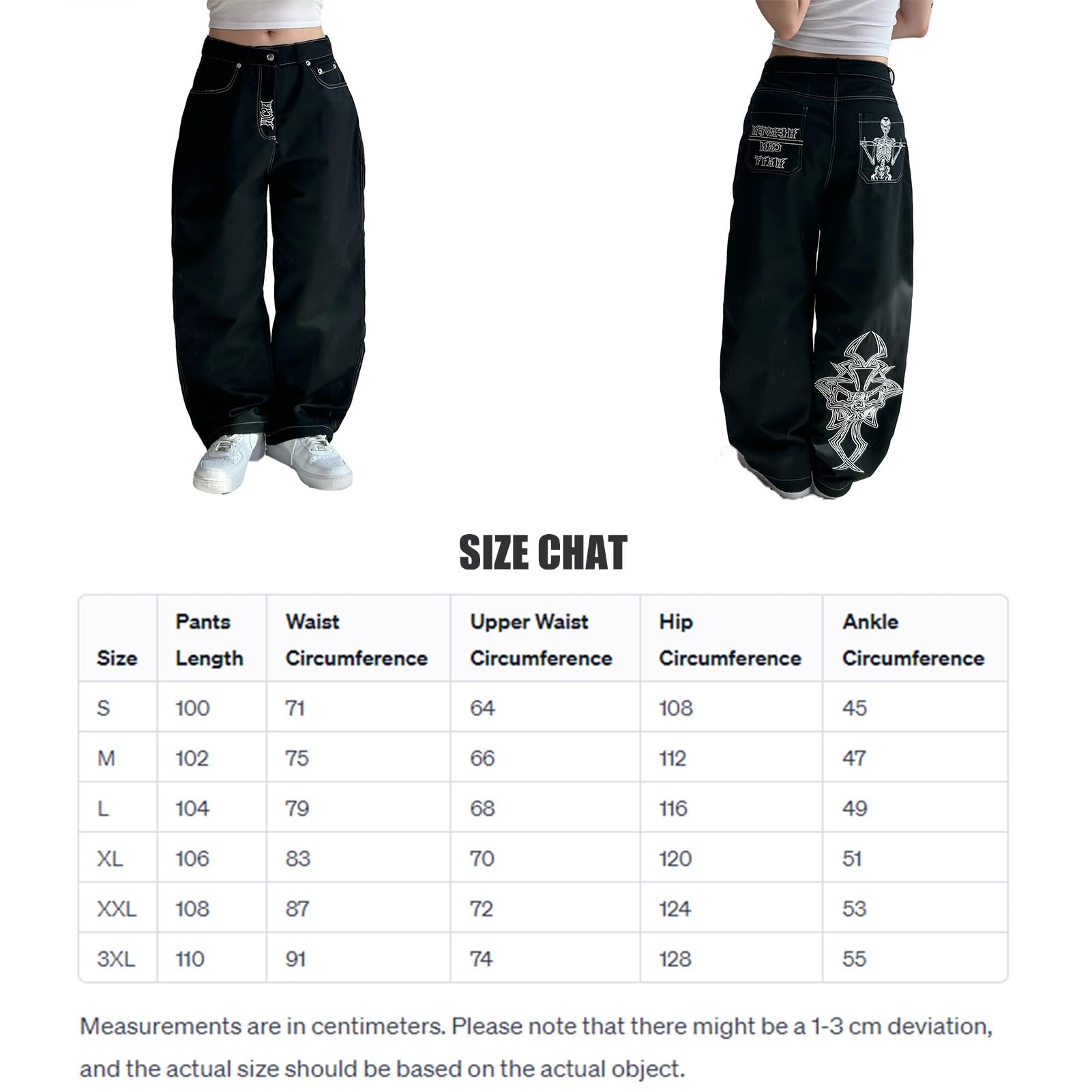 Gotyckie Jeansy Męskie, Wysokiej Jakości Dżinsy z Unikalnym Haftem Krzyża i Czaszki, Styl Vintage Y2K Baggy, Luźny Krój z Prostymi Nogawkami