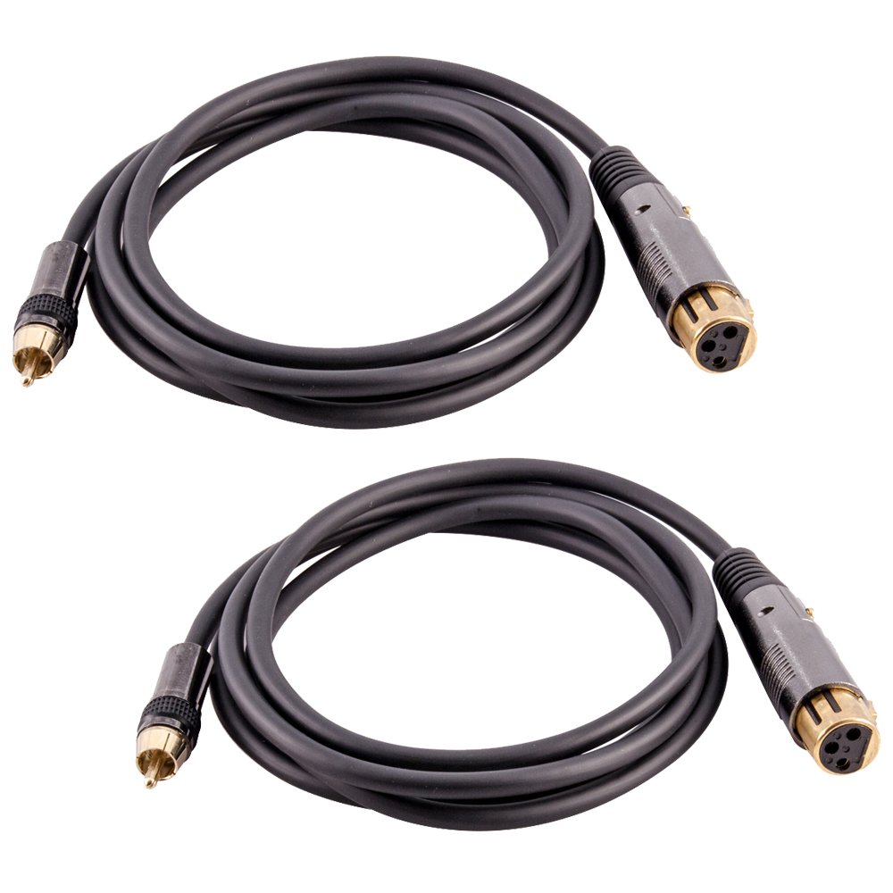 Seismic Audio - SARCXLF-6Black-2Pack - Pair of Premium 6 Foot XLR Female to RCA Male Audio Patch Cables - 16 Gauge XLRF to RCA Patch Cords