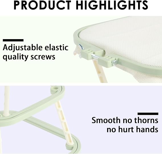 Adjustable Embroidery Frame Rectangle Cross Stitch Frame Lap Stand 2 Layer Needlework Lap Stand Cross Stitch Hoop Tool Clip Frame Embroidery Tapestry Scroll Holder for Sewing DIY Art Craft