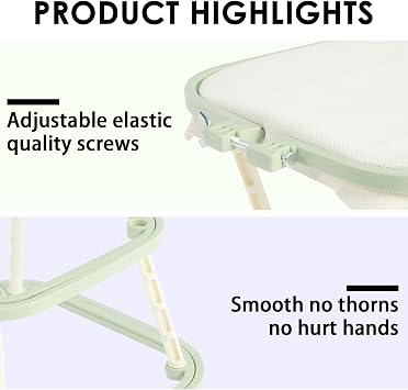 Adjustable Embroidery Frame Rectangle Cross Stitch Frame Lap Stand 2 Layer Needlework Lap Stand Cross Stitch Hoop Tool Clip Frame Embroidery Tapestry Scroll Holder for Sewing DIY Art Craft